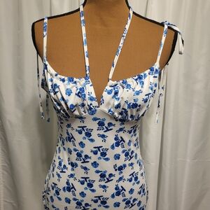 Floral Blue and White Maxi Dress